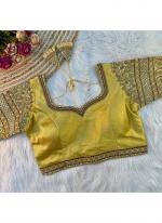 Silk Yellow Party Wear Thread Work Readymade Blouse